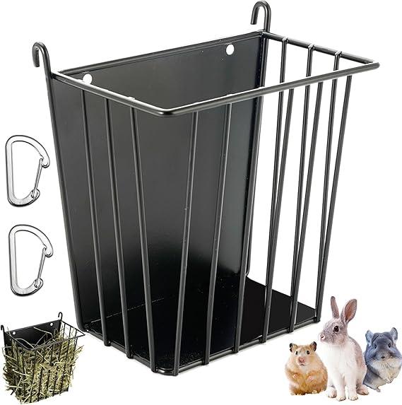 LUAVIARU Upgrades Rabbit Hay Feeder  Guinea Pig Hay Feeder  Metal Frame Hay Rack with Adjustable Hook  Less Wasted  for Guinea Pigs  Chinchilla Bunny Cage Accessories  Bunny Feeder