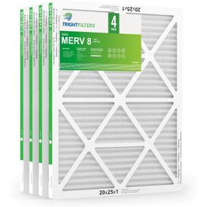 20x25x1 Air Filter 4 Pack, MERV 8 Pleated Dust Defense Air Filters Replacement Air Conditioner HVAC AC Furnace Filter, Durable and Lightweight