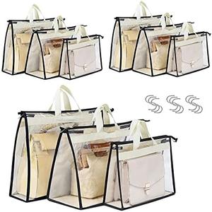 Interesse 5 Pack Dust Bags for Handbags, Clear Handbag Storage, Purse Storage Organizer for Closet, Purse Cover Hanging Closet Organizer with Zipper