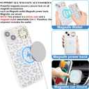 for iPhone 13 Phone case with Card Holder with Compatible magsafe Magnetic, Key Chain PU Leather Flip Kickstand Detachable 2-in-1 Wallet case for Apple13 Women Men-White Leopard