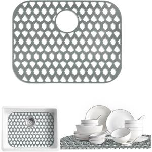 SAMSIER Silicone Sink Protectors Mats (13x11 & 14x12 & 16x12 & 18x16 & 19x14 & 21x16 & 22x13 & 25x16 & 26x14 & 28x14 & 30x16) for Bottom of Kitchen Sink (21x16, Rear Drain)