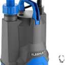 Submersible Water Pump, 1/3 HP 2450GPH Utility Pump Thermoplastic Electric Portable Transfer Water Pump for Swimming Pool Basement Flood Garden Pond Draining, Blue