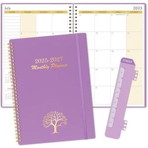 2025-2027 Monthly Planner, 2 Years Monthly Calendar, Jul 2025-Jun 2027, 7.4" x 10.2" 24-Month Planner with Twin-wire Binding for School & Office, Waterproof Cover, Purple 3 Pack