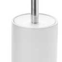 Matt White Ceramic Toilet Brush and Holder Set, Durable Bristles Non Scratch Toilet, Long Stainless Steel Handle, Freestanding Toilet Bowl Cleaners Brush, Scrubber Brush for Toilet