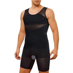 TAILONG Mens Shapewear Tummy Control Full Body Shaper Sleeveless Compression Shirt Men Bodysuit Fajas Para Hombres, XL