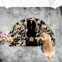 Artoid Mode Black Rabbit Bunny Leaves Easter Semicircular Doormat, Home Decor Low-Profile Switch Rug Door Mat Floor Mat for Indoor Outdoor 17x29 Inch