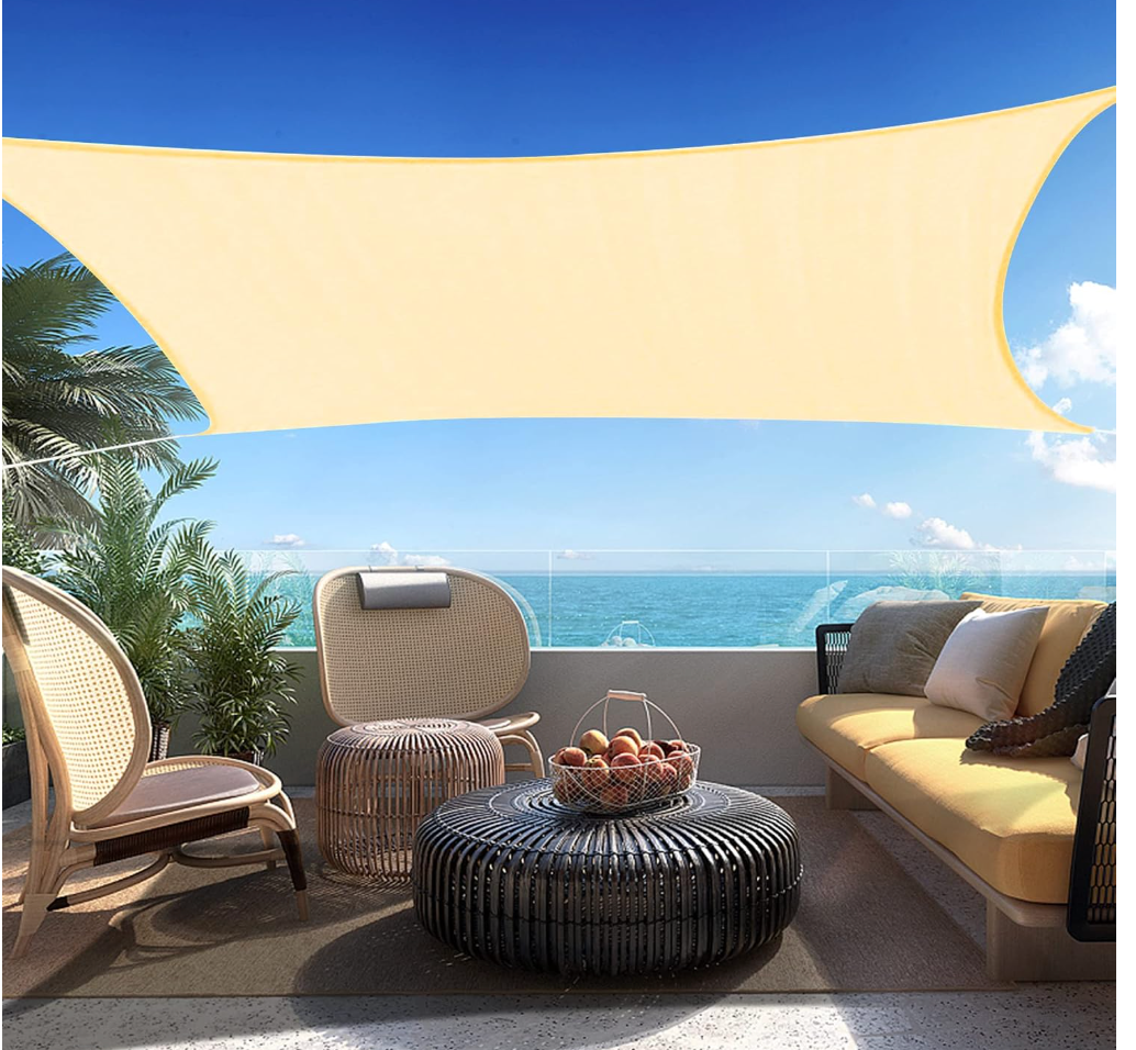 6' x 13' Beige Rectangle Sun Shade Sail SSP1212 Canopy Durable Fabric UV Block Awning,We Make Custom Orders