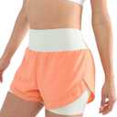 Cosmolle 2 in 1 Running Shorts for Women Lightweight Tennis Shorts Breathable Athletic Workout Shorts with Phone Pockets (Orange, Large)