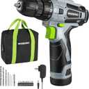 WORKPRO Cordless Drill Driver Kit, 12V Electric Screwdriver Driver Tool Kit, 3/8" Keyless Chuck, Charger and Storage Bag Included (Green)