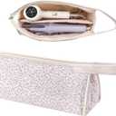 Large Quilted Hair Tools Travel Bag,Aesthetic Hair Styling Accessories Storage Case for Flat Irons,Straightener,Curling Iron,Hair Dryer,Dyson Airwrap Travle Bag06Small Pink Flower