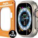 Smiling 3 Pack Screen Protector Compatible with Apple Watch Ultra 3 (2025)/ Ultra 2 /Ultra 49mm and Auto-alignment Installation Frame, Anti-Scratch Tempered Glass Screen Protector, Bubble Free, Touch Sensitive (Transparent)