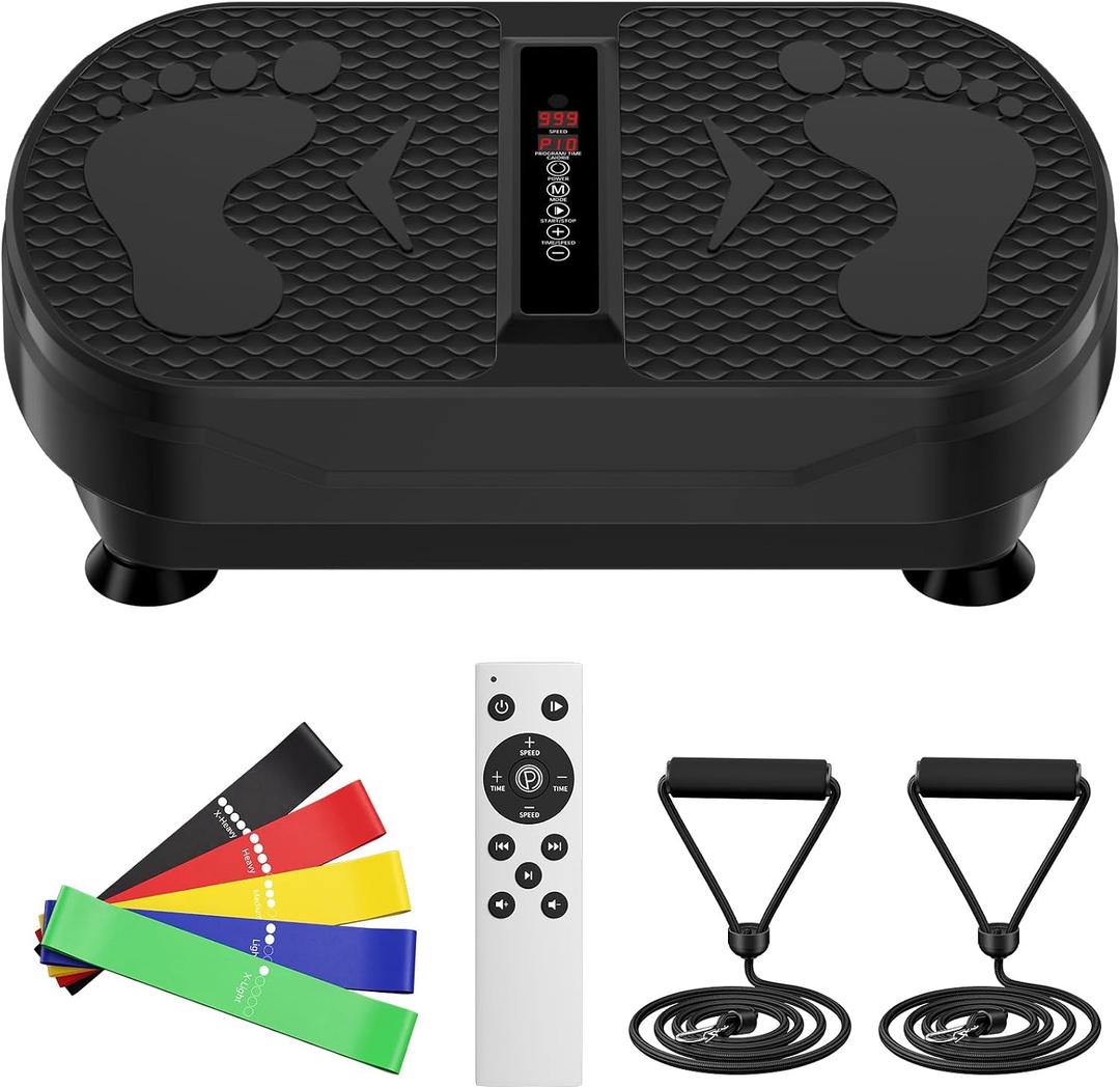 Vibration Plate Exercise Machine, 130 Levels Full Body Workout Vibrating Plate for Lymphatic Drainage Weight Loss, 450 Lbs Capacity Shake Platform with Bluetooth for Women Men