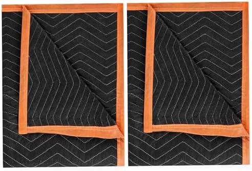 Large Moving Blankets 80 * 72in Heavy Duty Packing Blankets for Furniture Moving Shipping Wrapping Quilted Furniture Pads for Moving, Padded Mover Blankets (Black) 2pack