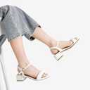 DREAM PAIRS Women's Low Heels for Women Braided Open Toe Ankle Strap Block Chunky Heel Sandals Holiday Party Wedding Dress Pumps Shoes,Size 7.5,White,SDHS2301W