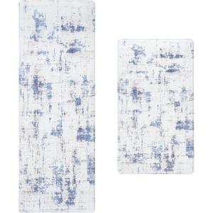 Gertmenian Indoor Anti Fatigue Floor Mats - 2-Pack, Thick Cushioned, Non Slip, Super Strong Rug Ideal for Comfort in Kitchen or Office - Cenis, Blue/Gray, 27866