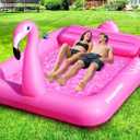 Luxury Flamingo Inflatable Tanning Pool for 2 Person, 81x60 inch Sunbathing Pool Lounger Float, Pink Blow Up Tanning Pool Suntan Tub, Tanning Water Bed with Cup Holder, Lounge Float for Adult