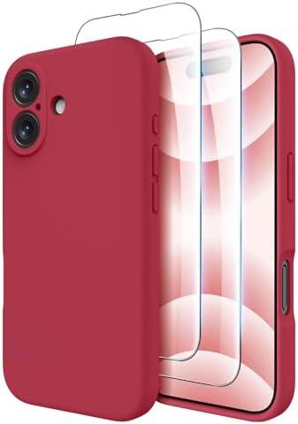 OTOFLY Compatible with iPhone 16 Case, Compatible with MagSafe, Shockproof Magnetic Silicone Case for iPhone 16,[Military Grade Protection] [2 Pack Screen Protectors], Viva Magenta