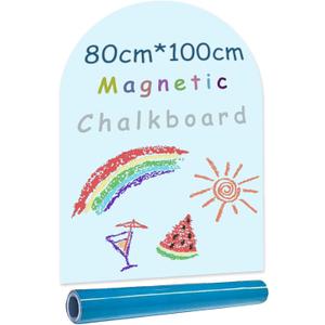 Umtiti 40" x 32" Magnetic Chalkboard Arch Contact Paper for Wall, Peel and Stick Self Adhesive Blackboard Wall Decal Roll with 6 Chalk for Home School, Blue, 80100BU, US
