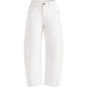 ZISICA Womens Barrel Jeans for Women Trendy 2026 High Waisted Wide Leg Stretchy Baggy Ankle Denim Pants with Pockets, S, White