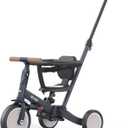 newyoo 5 in 1 Tricycles for 1-3 Year Olds, Baby Balance Bike, Christmas and Birthday Gift for Boy and Girl, Toddler Bike with Parent Push Handle, Safety Guard, Backrest, Safety Belt, Dark Grey, TR008