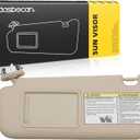 Dasbecan Front Left Driver Side Sun Visor with Vanity Light Compatible with Toyota RAV4 2006-2013 Replace 74320-42501-B3 (Beige)