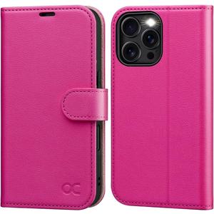 OCASE Compatible with iPhone 16 Pro Wallet Case, PU Leather Flip Folio Case with Card Holders RFID Blocking Kickstand [Shockproof TPU Inner Shell] Phone Cover 6.3 Inch 2024, Rose