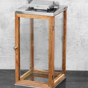 Wooden Lantern Brown with Metal Handle,Hurricane Lantern, Farmhouse Lantern for Party, Deck, 16'