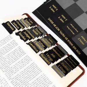 Black Gold-Foil Bible Tabs  Upgraded Version Laminated Waterproof Tabs for Bible Scholars, Fits All Major Bible Translations, Tear-Resistant Sturdy Design for Scripture Study & Chapter Markers
