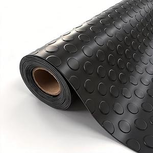 StellarStar 4x20 FT Garage Floor Mat, 2mm Thickened PVC Coin Pattern Garage Mat with 20PCS Tapes, Rubber Flooring Rolls for Under Car, Non-Slip Rubber Motorcycle Mat for Golf Cart, Trailer, Black