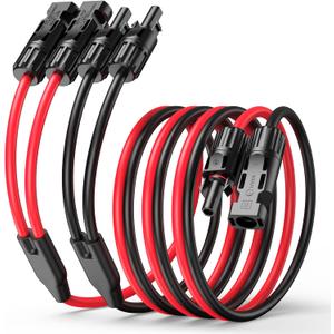 Y-Branch Solar Connectors 21FT 10AWG Extension Cable, Solar Cable Parallel Adaptor Solar Panel Wire in Pair with Female and Male Connectors for Solar Panel (1*M/FF+1*F/MM)