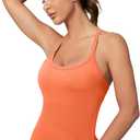 MathCat Workout Tank Tops for Women with Built in Bra, Sleeveless Gym Tops Seamless Racerback Athletic Yoga Shirts (Orange, M)