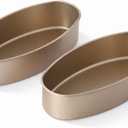 Llanera Leche Flan Molder Filipino, Leche Flan Llanera, 2 Pack 8-Inch Oval Cheesecake Pan, Non-Stick Carbon Steel Baking Mold for Meatloaf, Breads, Homemade Cake, Oven and Instant Pot Bakeware