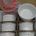 Ramekins with Lids 4 oz White Creme Brulee Ramekins Ceramic Oven Safe Pudding Cups, Set of 6 Porcelain Custard for Baking Dishwasher and Microwave safe