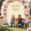 Sugargirl 10x10FT Light Yellow Backdrop Curtains Polyester Photo Backdrop Drapes Curtains 2 Panels with Rod Pockets for Party Birthday Wedding Photography Home Decoration