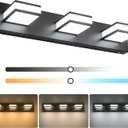 BrkNit Modern LED 3 Light Bathroom Vanity Lights Over Mirror, 24W Dimmable 3CCT Acrylic Black Bathroom Wall Lighting Fixtures with 350° Rotatable Angle, 24 Inch