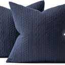 MIULEE Decorative Throw Pillow Covers Set of 2 Super Soft Modern Stretchy Embossed Patterned Cushion Covers for Farmhouse Couch Sofa Livingroom Bed,Navy Blue 20x20 inch