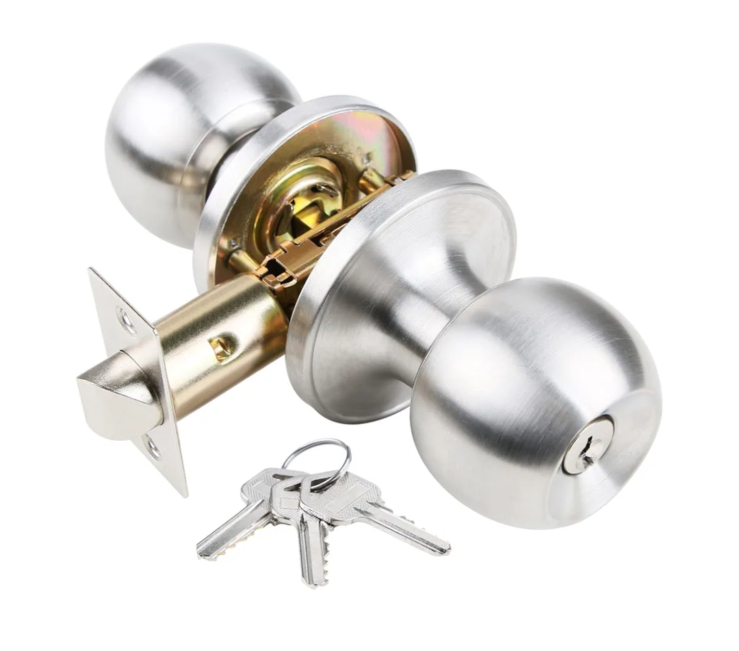GSCZ Door Knob with Key for Bedroom Door Locks with Keys, Stainless Steel Doorknob with Lock and Key, Ball Door Handle with Key Doorknob with Lock and Key