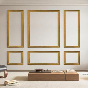 Art3d Pre-Cut Wall Molding Set of 6 pcs, Ready-to-Assemble Wainscoting Panels for Interior Wall Dcor Living Room Bedroom Accent Wall - Installed with Glue, 3 Top 3 Bottom, Antique Gold