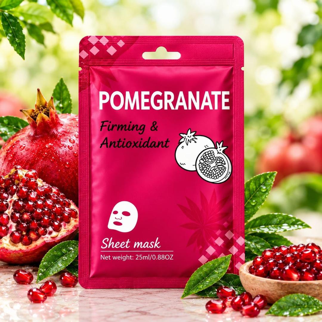 Active Herbs, Pomegranate Face Sheet Mask (Natural blush)