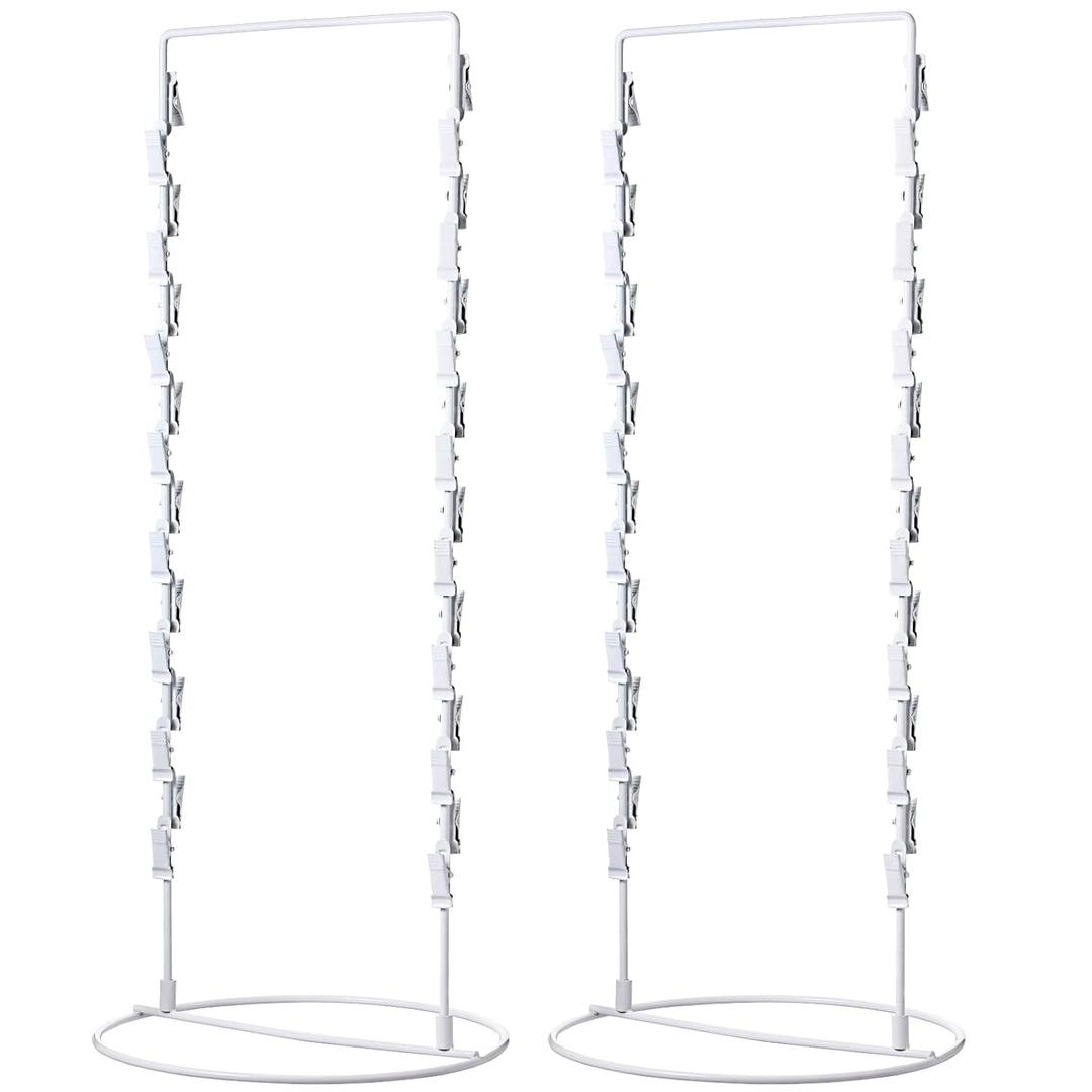 Chip Snack Rack Clip Display Countertop Rack Potato Candy Chip Bag Holder 2 Strand with 30 Clips for Retail Stand Cotton Candy Bags Snacks, 10 x 24 In(White,2 Pieces)