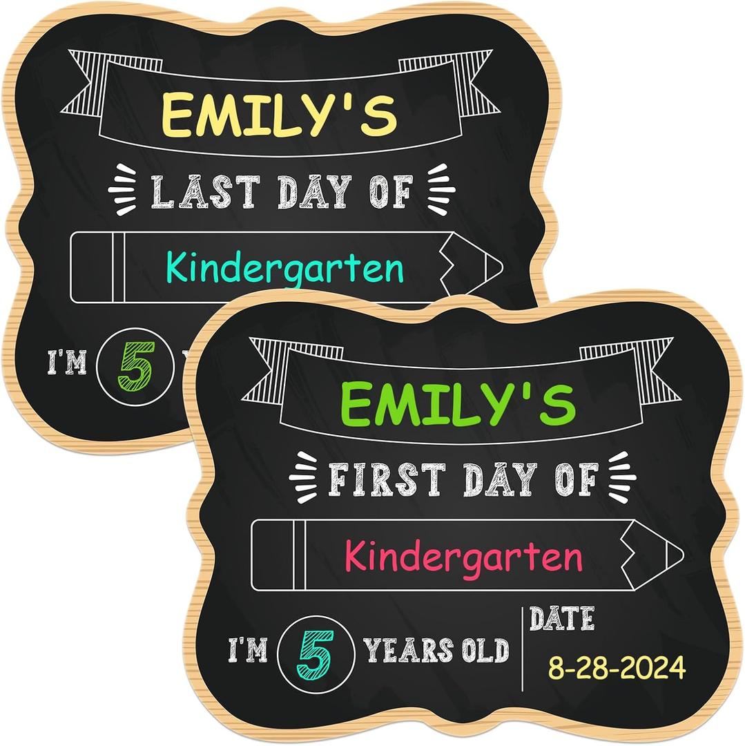 PETCEE First & Last Day of School Chalkboard - 9.5" x 12" Back to School Board Sign Reusable 1st Day of Preschool Kindergarten Photo Props Gifts for Kids Girls Boys