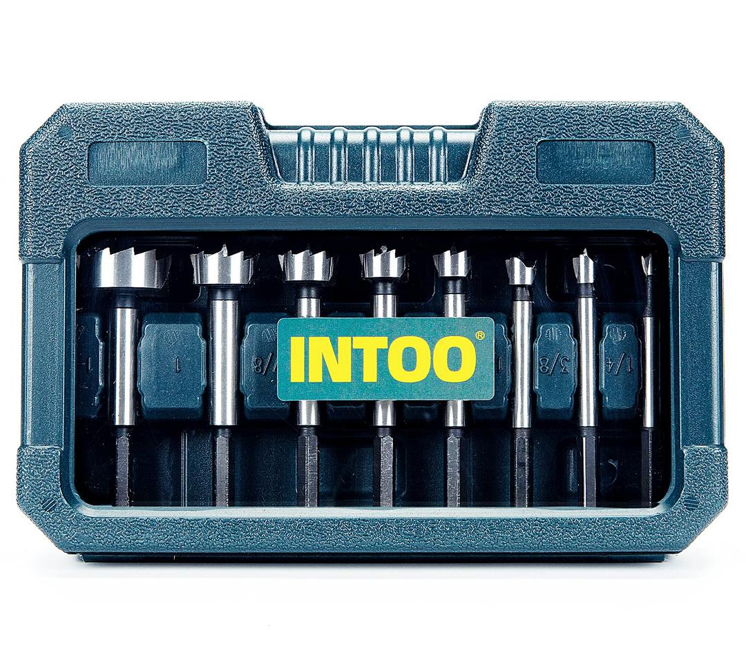 INTOO Hex Shank Forstner Bit Set 8pcs Multi Sided Shank Wood Drill bit Set