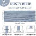 8 Pack Dusty Blue Cheesecloth Table Runner 10Ft Spring Gauze Cheese Cloth Table Runner 120 Inch Boho Sheer Rustic Fabric for Home Decor Bridal Baby Shower Wedding Decoration