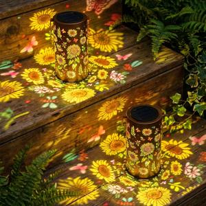 2Pack Colorful Solar Lanterns Outdoor Waterproof, Garden Decor Gifts for Women Mom Grandma - LED Colorful Sunflower Solar Powered Lights Metal Hanging Lantern for Outside Garden Patio Yard Lawn Porch