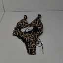 Sovoyontee 2025 Women's Sexy Cheeky One Piece Swimsuits High Cut Thong Bikini Bathing Suit Monokini (Medium, Brown Leopard Print)