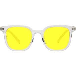 AMBEYE TR90 Oversized Frame Night Driving Glasses with Yellow Polarized Lens - Anti-Glare UV Protection for Drivers, Cycling & Outdoor Activities, Men & Women(Clear)