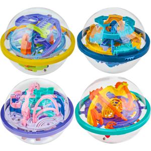 4 Pack 3D Puzzle Ball Brain Games Toy | Puzzle Ball Games for Kids Ages 6 7 8-10 Boys Girls Adults, Brain Teaser Fidget Toys - Magic 3D Maze Ball for Boys Girls Birthday Gifts Classroom Prize