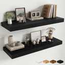 Fun Memories 12" Deep Floating Shelves for Wall, 36" W x 12" D Floating Shelves, Long Wood Floating Wall Shelf for Living Room Bathroom Bedroom Kitchen, Black, Set of 2