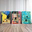 FASWQ Wrapped Canvas Vintage Funny Black Cat Wall Art Set of 3, 16x24 in