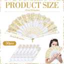 Geelin 50 Pcs Hand Lace Foldable Fans Bulk for Women with Organza Bag Lace Folded Hand European Retro Fan Bridal Dancing Prop Wedding Party Favors for Dancing Tea Party(Butterfly,White)